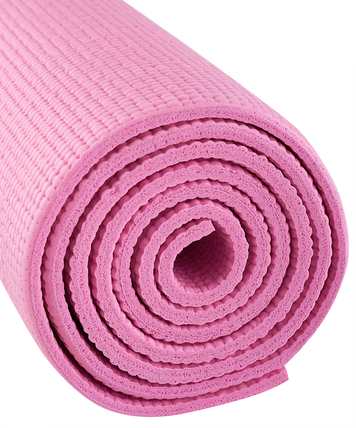 Коврик для йоги и фитнеса FM-101, PVC, 173x61x0,8 см, розовый пастель