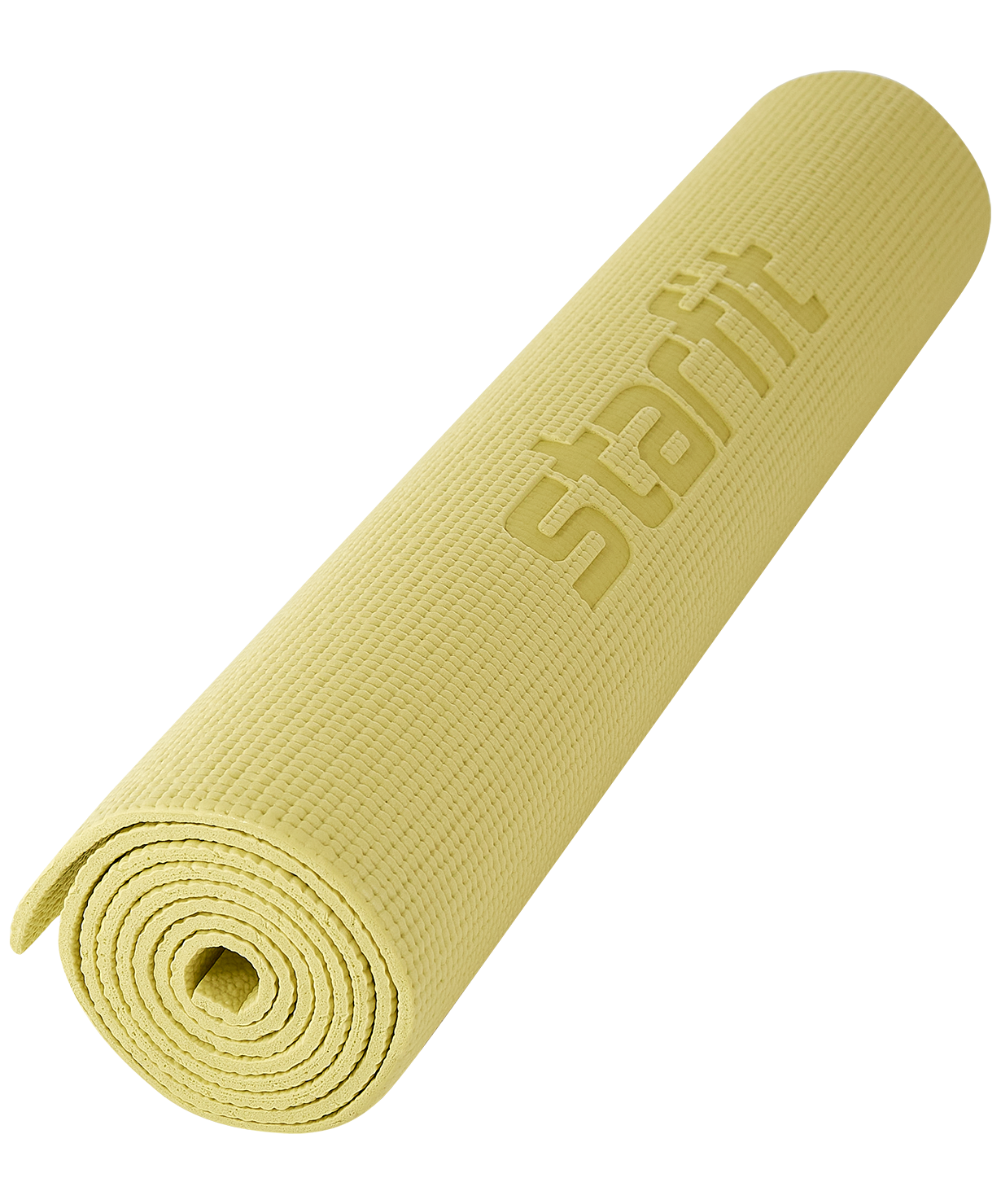 Коврик для йоги и фитнеса FM-101, PVC, 173x61x0,6 см, желтый пастель