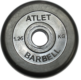 Диски обрезиненные, чёрного цвета, D-31 мм, Atlet от 1.25 кг до 25 кг