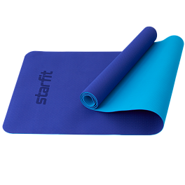 Коврик для йоги и фитнеса FM-201, TPE, 183x61x0,4 см, темно-синий/синий
