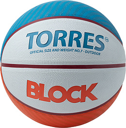 Мяч баск. TORRES Block, B023167, р.7, резина, нейлон. корд, бут. камера, светл-серо-сине-оранжевый