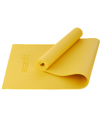 Коврик для йоги и фитнеса FM-101, PVC, 173x61x1 см, желтый